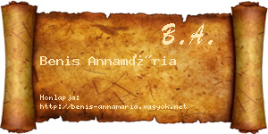 Benis Annamária névjegykártya